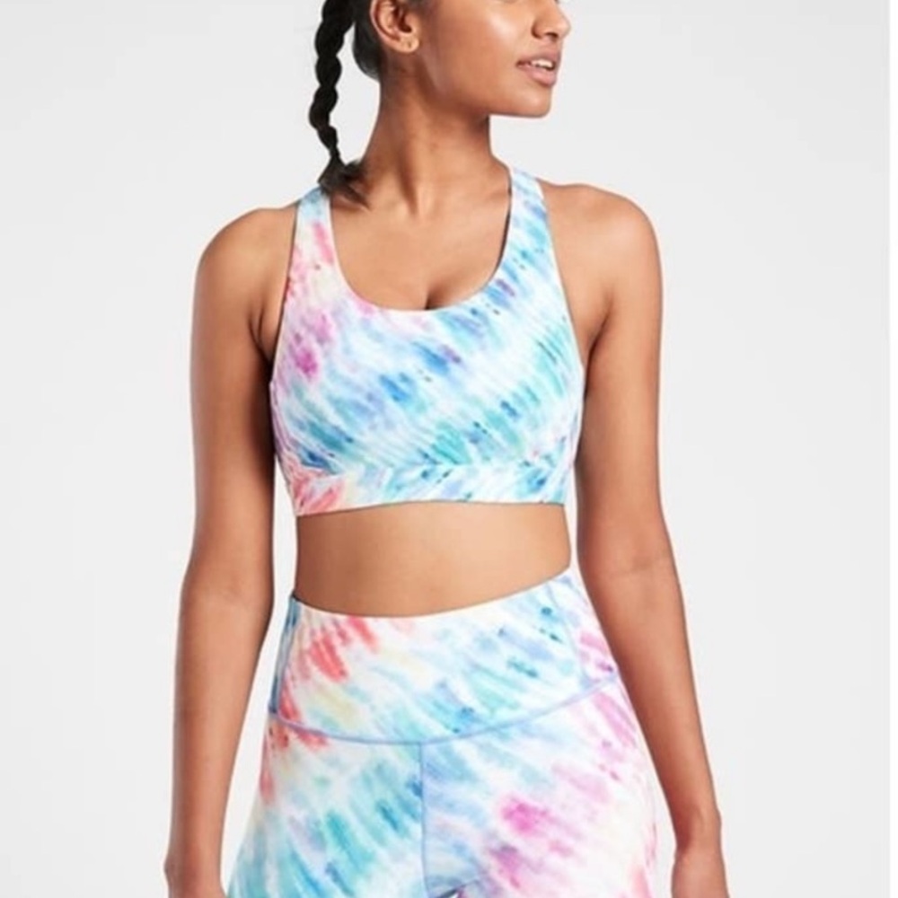 Athleta Ultimate D/ DD Sports bra Rainbow Tie Dye Size XL